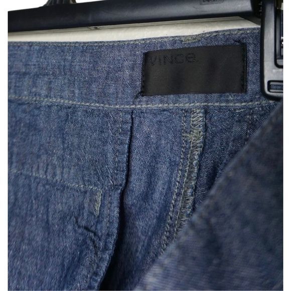 Vince Trouser Pants Chambray Rolled Cropped Women's W31 Denim‎ Rinse Blue - Picture 6 of 9